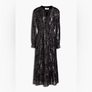 Ba&sh Metallic Sophia Long Sleeve Midi Dress